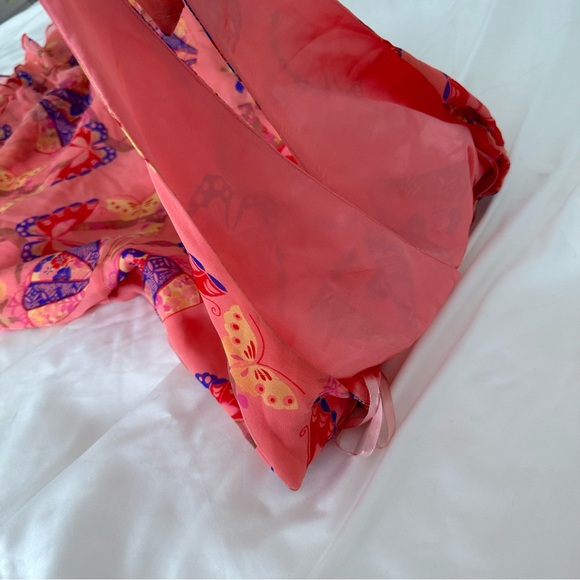 Vintage Orange Pink Asymmetrical Halter Sundress - Picture 8 of 8